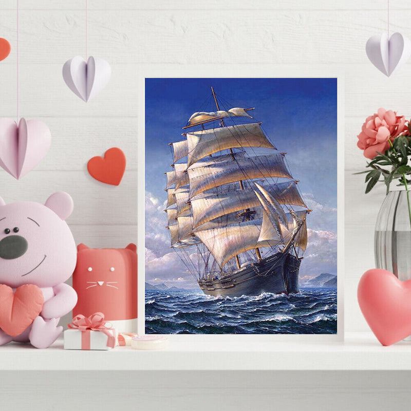 Oil Paint By Numbers Picture DIY Drawing Painting Abstract Boat Art Crafts