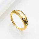 Ring Women Jewelry Minimalist Inlayed Dome Ring 7 Cubic Zirconia Shiny Star