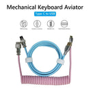 2pcs Mechanical Keyboard Cable Type-C USB Aviation Spring Wire(PU Pink)