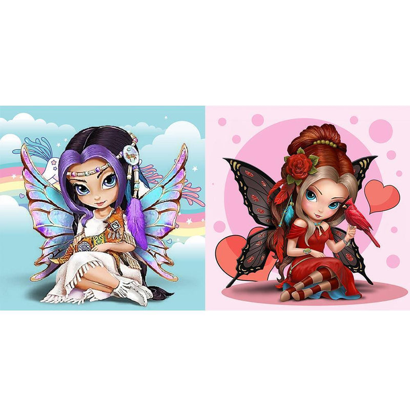 2PCS 5D DIY Part Special Drill Diamond Painting Cartoon Girl Drawing