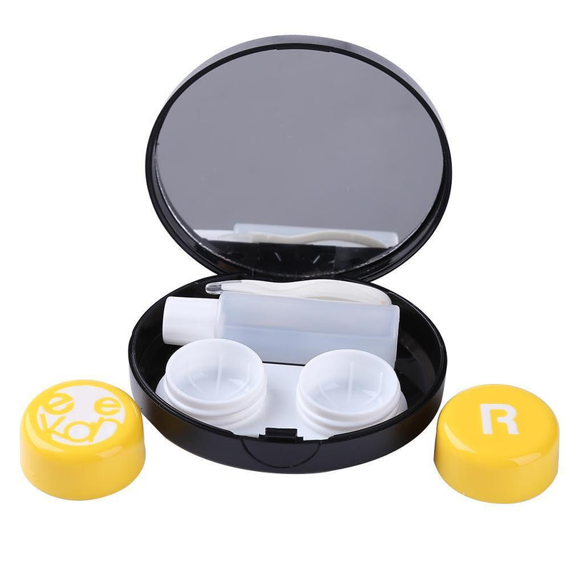Portable Contact Lens Box Set Invisible Glasses Wearing Tool (Yellow)