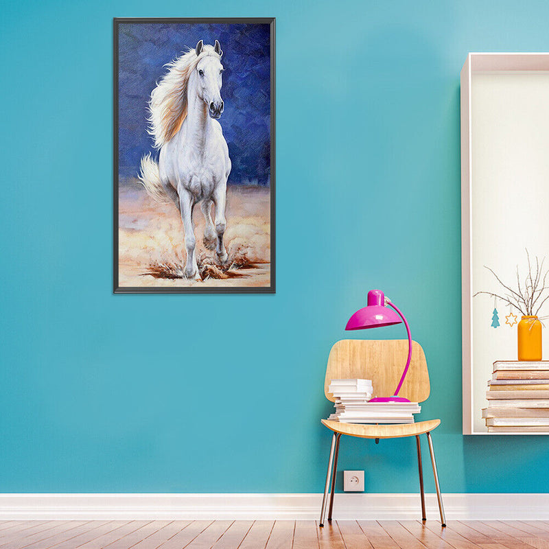 5D DIY Diamond Painting Kits White Horse Full Round Drill Wall Decor Art Cr