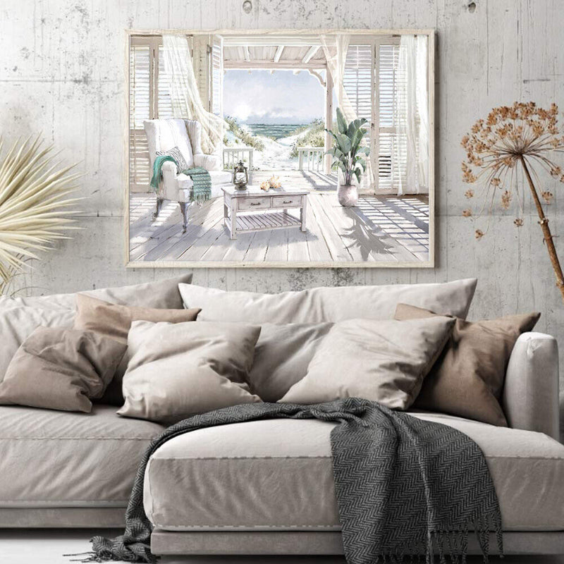 Balcony Sea View Paint By Numbers Kit DIY Frameless Art Picture On Canvas