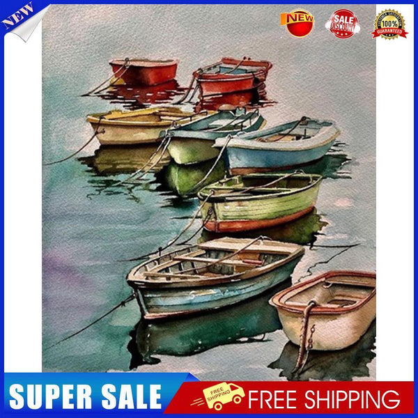 Colorful Boats Oil Painting By Numbers DIY Frameless Art Picture On Canvas