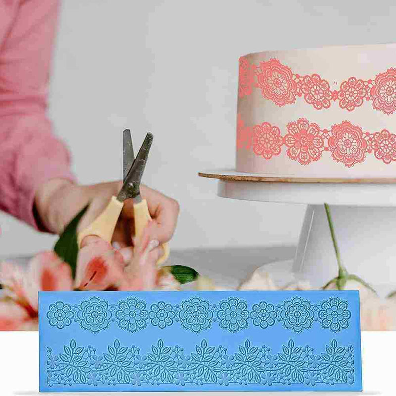 Large Flower Lace Silicone Fondant Cake Decorating Weddin Mat Mould Mold g L0O7