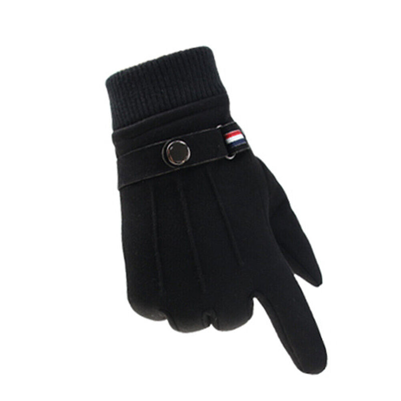 Men Touchscreen Cycling Gloves Full Finger Fleece Riding Mittens (Black) Newly