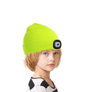 Winter Kids Knitted Beanie Hat Cap with LED Light for Camping Fishing Cycli