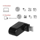 Mini Rotatable 3 Port USB Hub U Disk Reader Splitter for PC (USB 2.0 Black)