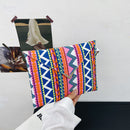 Ethnic Style Women Canvas Print Envelope Wristlet Bag Purse Handbag (Pink)