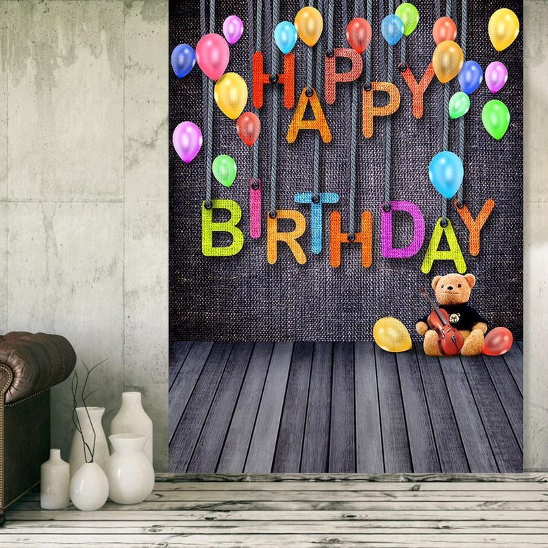Happy Birthday Art Cloth Backdrop Photographic Studio Prop Kid Family Decor