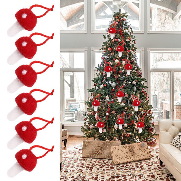 Wedding Crafts Xmas Tree Christmas Mushroom Felt Mushroom Hanging Ornament