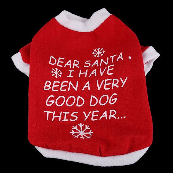 Dog Cat Pet Clothes Word Print Red T-shirt Xmas Pullover Coat  S Size Hot