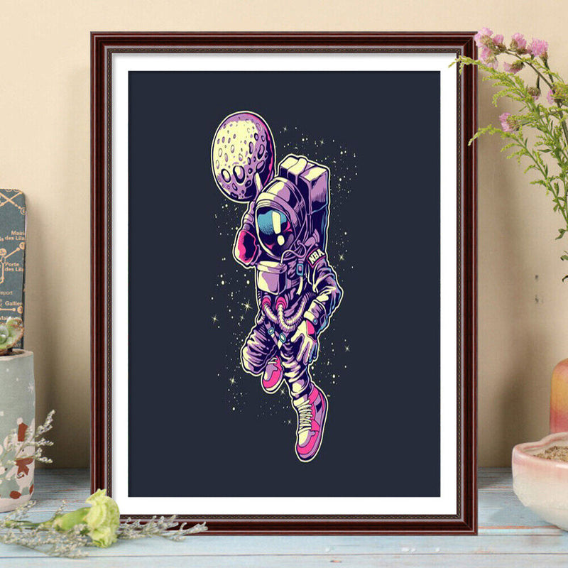 5D DIY Cartoon Astronaut Full Round Diamond Painting Picture Kits Wall Art Craft