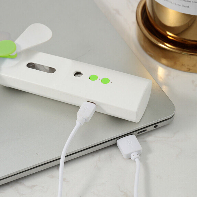 Water Spray Mist Fan Handheld Humidifier Face Steamer Cooling Fan (Green)
