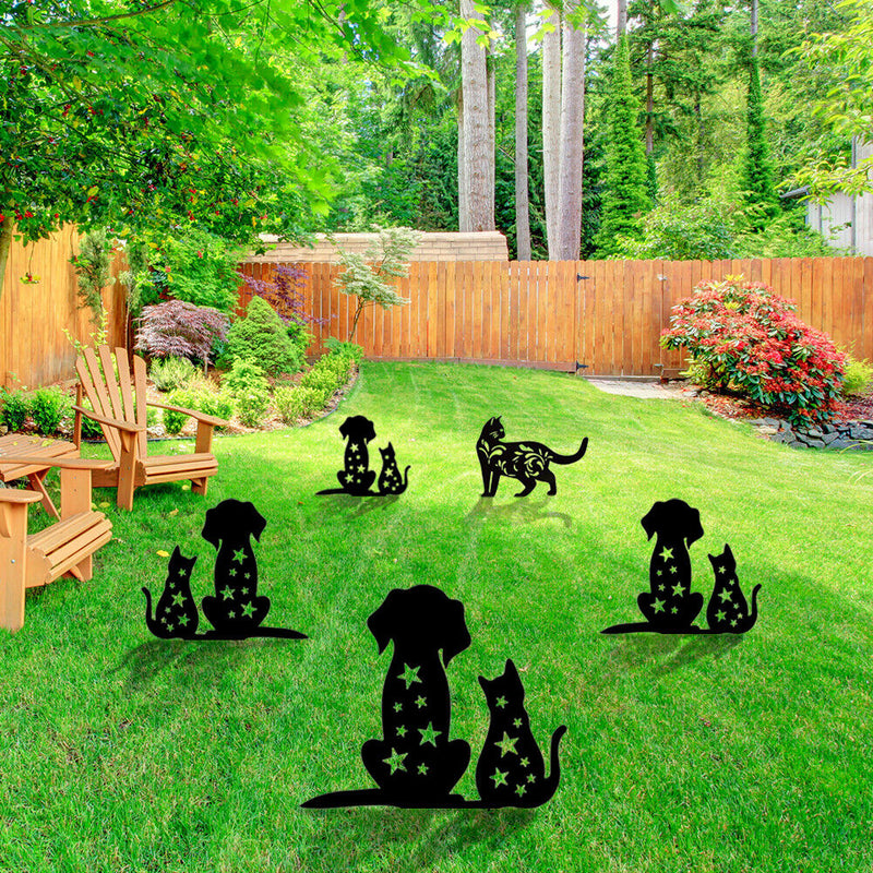 Simulation Hollow Black Cat Dogs Silhouette Courtyards Insert Card Art Ornament