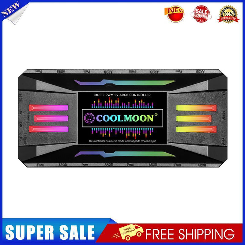 CoolMoon ARGB Controller 4 Pin PWM 5V 3 Pin for PC Case Cooling Fan (Black)