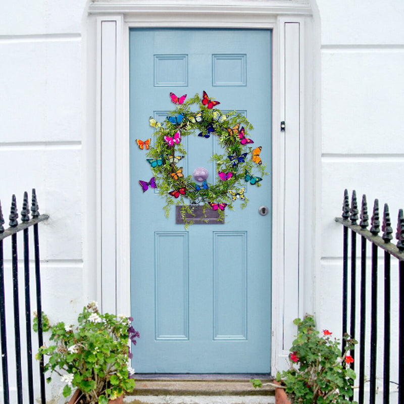 Artificial Wreath Multicolored Butterfly Fluttering in The Wind Hanging Garland