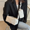 2 in 1 Crossbody Shoulder Bags Nylon Casual Sport Pillow Purse (White)