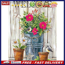Handmade Iron Bucket Flower Full Round Drill Drawing Kit Art Diamond Painting