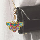 4pcs DIY Full Drill Diamond Key Chain Bee Pendant Cross Stitch Keyrings Newly