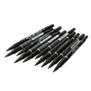 10PCS Fine Dual Heads Marking Pen Marker Waterproofink Thin Nib Black