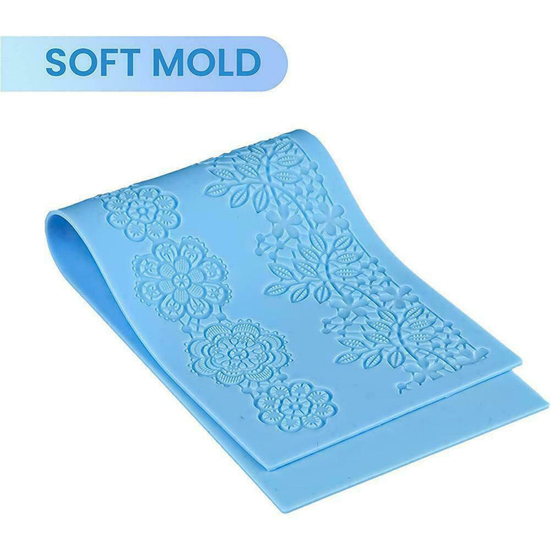 Large Flower Lace Silicone Fondant Cake Decorating Weddin Mat Mould Mold g L0O7