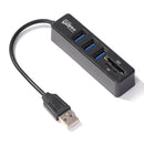 High Speed USB 2.0 Hub Multi Power Adapter Card Reader for Laptop PC Computer
