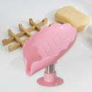 Leaf Shaped Soap Drain Holder Punch-Free Toilet Laundry Tray Gadgets (Pink)