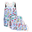 7pcs/Set Women/Men Food Print Canvas Backpacks Stationery Shoulder Bags (H)