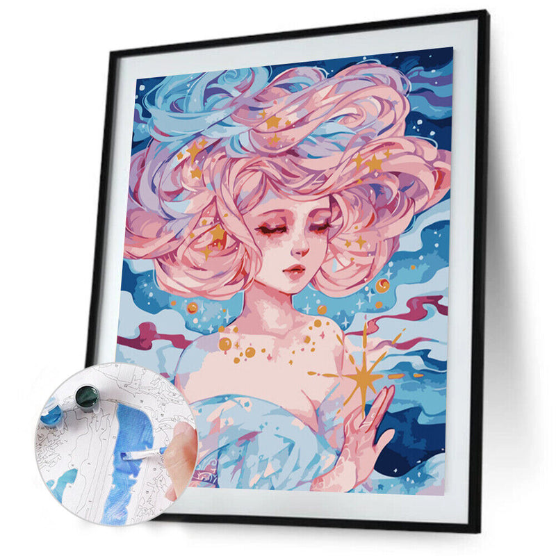 Oil Paint By Numbers Painting Girl Coloring Picture Digital Drawing