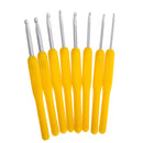 8 sizes Soft Plastic Handle Home Aluminum Crochet Knit Hook Needle Yellow Newly