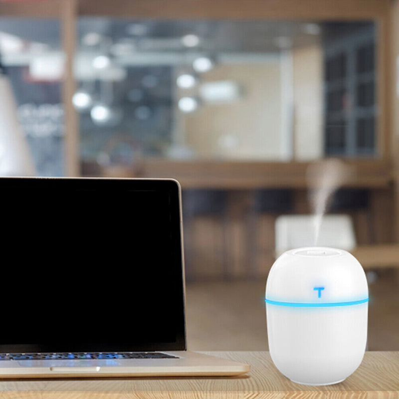 200ml Mini Air Humidifier LED Light USB Essential Oil Diffuser (White)