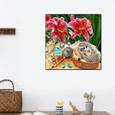 DIY Hedgehog Clock Rhinestone Drawing Gift Full Drill Round Diamond Paintin