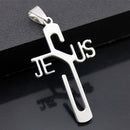 Christian Symbol Jesus Cross Stainless Steel Pendant Necklace Coopper Chain