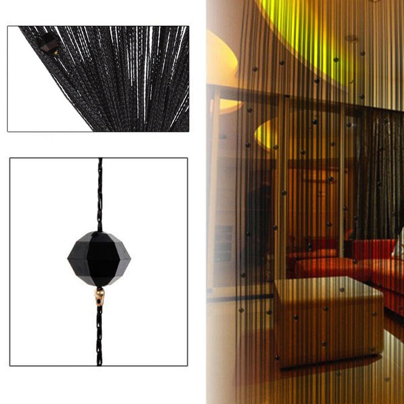 Decorative String Curtain Beads Wall Panel Fringe Room Door Window Black