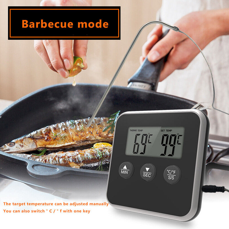 Digital Cook Food Temperature Meter Barbecue Sensor with Probe Tool (Black)