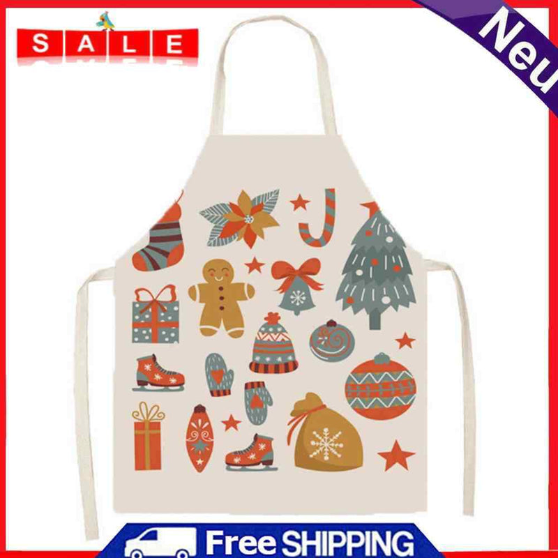 Christmas Printing Kitchen Cotton Linen Apron for Kids Home Cooking Baking Bibs
