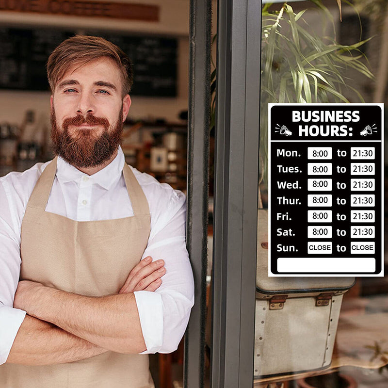 Business Hours Sign Hours of Operation Signs for Window / Door (Black) Newly