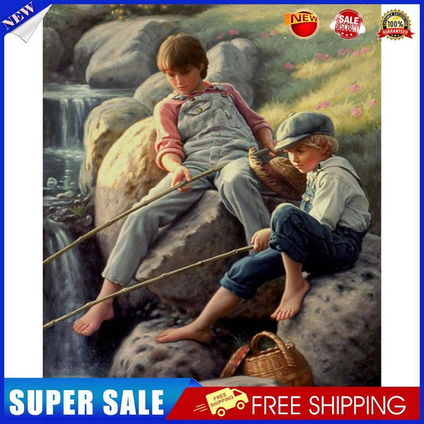 DIY Paint By Number Kit Colorful Fishing Children No Frame for Home Decor