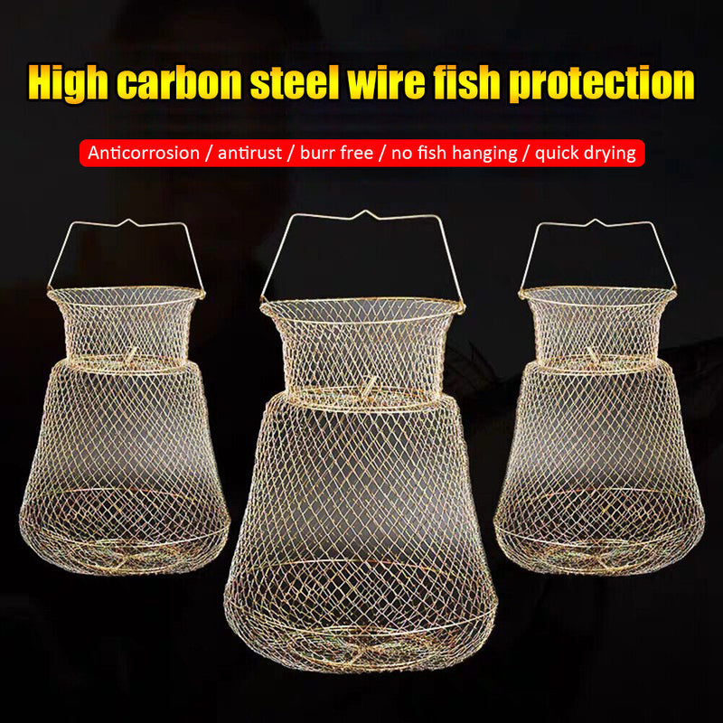 Outdoor Steel Fish Storage Basket Fishing Lobster Trap Cage Fish Accessories