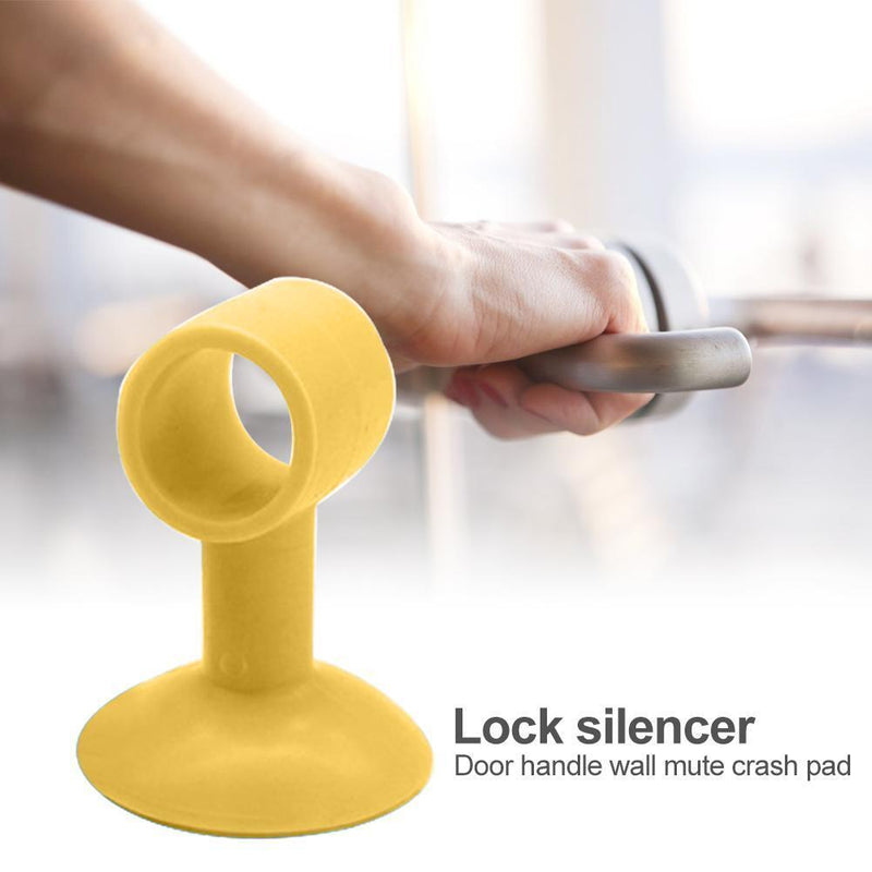 2pcs Anti-collision Doorknob Wall Crash Pad Door Handle Silencer (Yellow)