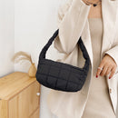 Fashion Women Solid Color Lattice Shoulder Bag Autumn Winter Small Underarm Bags