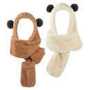 Earmuff Cute Plush Warm Hat Scarf Set Beanies Caps Winter Hats Panda Ear Hat