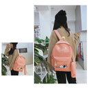 5pcs/set Cute Cat Canvas Bags Travel Backpack Shoulder Clutch Bag (Pink)