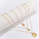 Women Beach Jewelry Multilayer Shell Necklace Cowry Seashell Pendant Bohemian