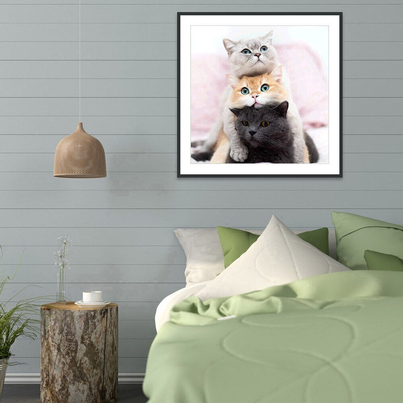 5D DIY Diamond Painting Embroidery Lovely Cats Cross Stitch Craft Needlework Set