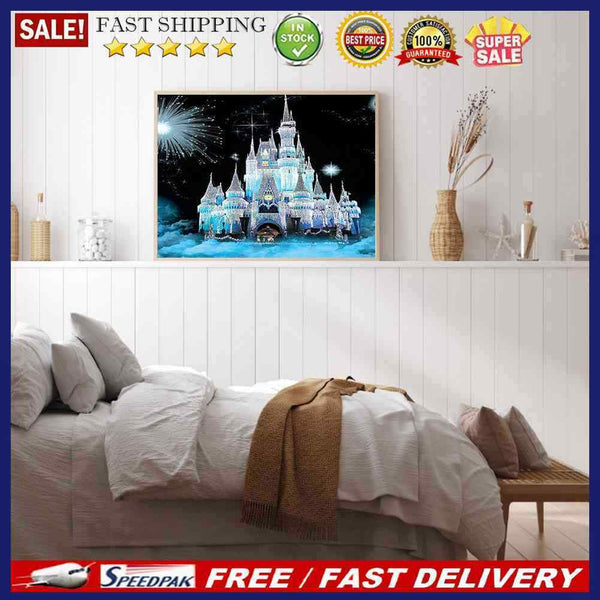 Snow Castle 5D Diamond Painting Rhinestone Full Round Drill for Room Decora