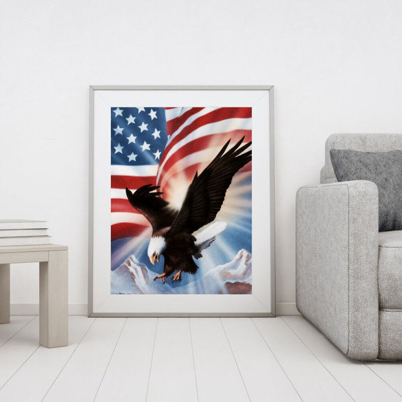 5D DIY Full Round Drill Diamond Painting Flag Eagle Animals Decor Art Handmade