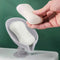 Leaf Shape Soap Box Drain Stand Suction Cup Punch-free Holder (Short Grey) Newly