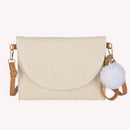 Straw Clutch Handbag Summer Beach Woven Envelope Crossbody Purse (White 1)